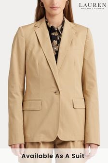 Lauren Ralph Lauren Tan Brown Bonaro Cotton Twill Blazer (Q64653) | €471