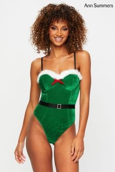 Зеленое бархатное боди с рождественским принтом Ann Summers Sexy Elf (Q65612) | €34