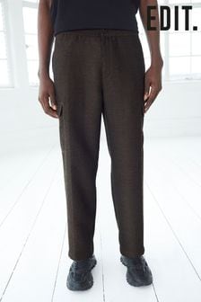 חום - ערוך מכנסיים קרגו מבד ארוג/בעל מרקם (Q65842) | ‏138 ‏₪