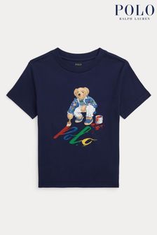 Темно-синяя хлопковая футболка с принтом медведя Polo Ralph Lauren (Q65859) | €67 - €76