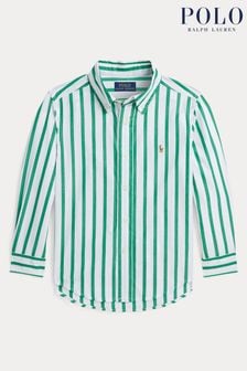 Polo Ralph Lauren Grün/weiß gestreiftes Hemd aus Baumwollpopeline (Q65862) | 58 € - 61 €