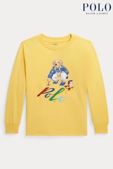 Polo Ralph Lauren Gelbes Polo Bear Baumwoll-T-Shirt mit langen Ärmeln (Q65865) | CHF 96