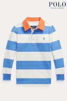 Polo Ralph Lauren Blue Striped Cotton Jersey Rugby Shirt (Q65866) | €45 - €50