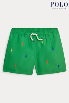 Зеленые пляжные шорты для мальчиков с принтом Polo Ralph Lauren Traveller (Q65877) | €99 - €105