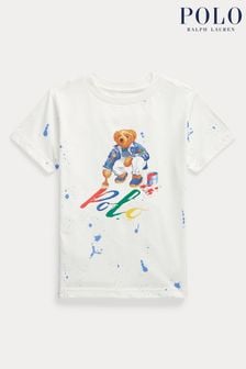 Polo Ralph Lauren T-Shirt aus Baumwolljersey mit Polobär-Motiv, Weiß (Q65884) | 92 € - 101 €