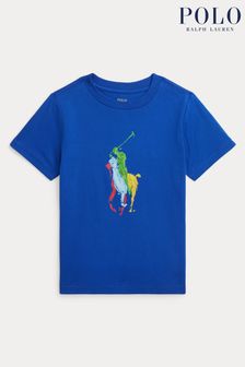 T-shirt bleu en jersey de coton Polo Ralph Lauren Big Pony (Q65885) | €53 - €58