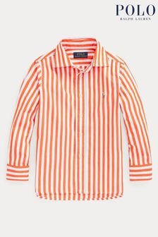 Polo Ralph Lauren Gestreiftes Hemd aus Baumwollpopeline, Orange (Q65893) | 117 € - 123 €