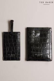 Ted Baker Toure Croc Effect Luggage And Passport Black Cover Set (Q65915) | €34