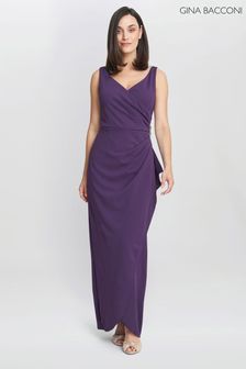 Gina Bacconi Neena Tulpenkleid mit V-Ausschnitt und Verzierungen, Violett (Q65925) | 187 €