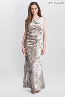 Gina Bacconi Natural Talia Crushed Velvet Maxi Dress (Q65928) | €156