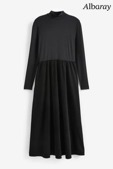 Albaray Jersey Cord Mix Black Dress (Q65961) | €56