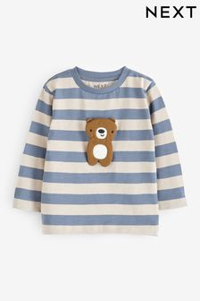 Blue Stripe Bear Long Sleeve Character T-Shirt (3mths-7yrs) (Q66172) | €9 - €12