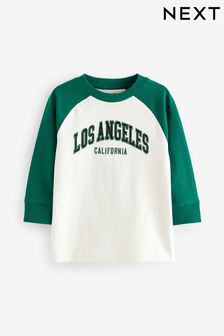 Green Long Sleeve Varsity T-Shirt (3mths-7yrs) (Q66209) | OMR4 - OMR5
