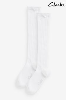Clarks White Knee High Socks 2 Pack (Q66258) | €10 - €11