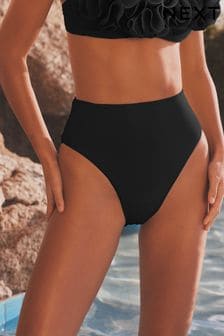 Black - High Waist High Leg Bikini Bottoms (Q66296) | kr290