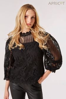 Apricot Victoriana Mixed Lace Top