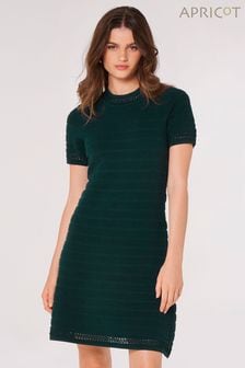 Apricot Green Self Stripe Knitted A Line Dress (Q66353) | HK$360