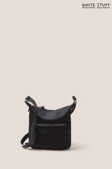 White Stuff Black Leather Fleur Cross-Body Mini Bag (Q66355) | AED278