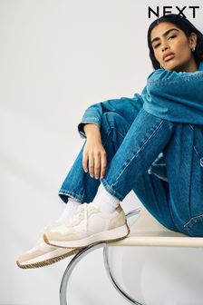 White Forever Comfort® Suede Stitch Detail Chunky Trainers (Q66367) | $93