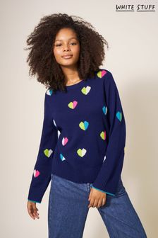 White Stuff Blue Multi Heart Jumper (Q66399) | 100 €