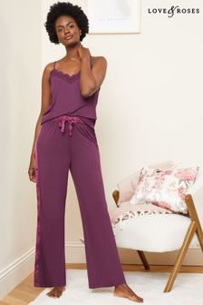 Love & Roses Berry Red Super Soft Lace Cami Pyjama Set (Q66412) | 168 QAR