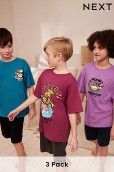 Purple/Teal Surf Character Short Pyjamas 3 Pack (3-16yrs) (Q66471) | €30 - €37