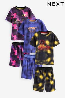 Multi Bright Football Graphics Short Pyjamas 3 Pack (3-16yrs) (Q66472) | $47 - $59