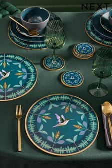 Set of 4 Navy Hummingbird Placemats and Coasters (Q66506) | $30