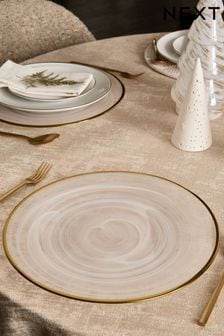 White Swirled Glass Charger Plate (Q66511) | $19