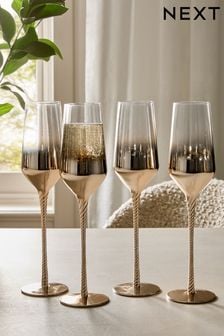 Set of 4 Gold Astrid Champagne Flutes (Q66606) | HK$278