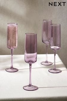 Набор из 4 фужеров для шампанского с угловатой отделкой (Q66612) | €24