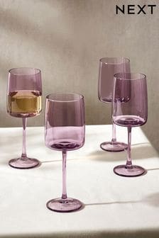 Set of 4 Purple Angular Wine Glasses (Q66613) | $41