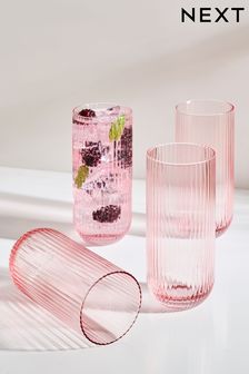 Set of 4 Pink Hollis Tumbler Glasses (Q66616) | Kč770