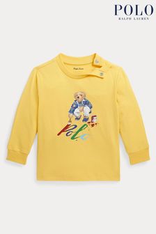 Polo Ralph Lauren Yellow Polo Bear Cotton Long Sleeve T-Shirt (Q66626) | €79