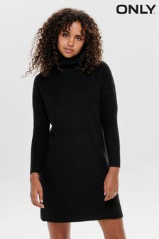 Črna - Only pulover obleka z zavihanim ovratnikom (Q66635) | €43