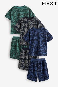 ブルー / グレー / グリーン 迷彩柄 - ショートパンツ パジャマ 3 枚組 (3～16 歳) (Q66653) | ￥4,160 - ￥5,210