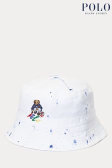 Biały kapelusz rybacki Polo Ralph Lauren Paintsplatter z misiem polo (Q66661) | 265 zł