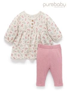 Purebaby Pink Cosy Dress with Leggings 2 Piece Set (Q66686) | 54 €