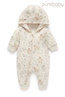 Purebaby Cream Quilted Hooded Pramsuit (Q66687) | OMR18