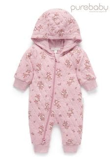Purebaby Pink Quilted Hooded Pramsuit (Q66693) | kr640