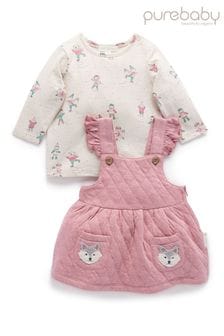 Purebaby Pink Quilted Pinafore Dress and Top Set (Q66718) | €64