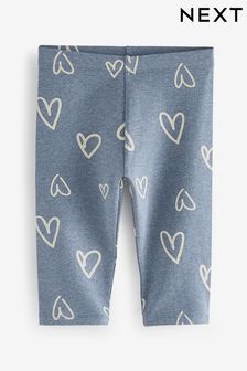 Blue Marl Heart Print Cropped Leggings (3-16yrs) (Q66766) | $7 - $10