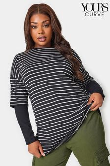 Yours Curve Black Double Layer Long Sleeve T-Shirt (Q66815) | kr286