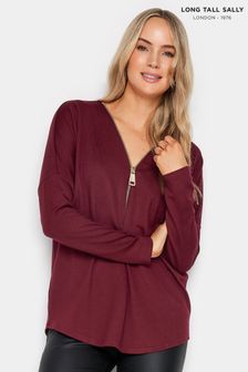 Long Tall Sally Red Zip Front Long Sleeve Top (Q66822) | $50