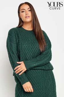 Grün - Yours Curve Pullover mit Zopfmuster (Q66849) | 22 €