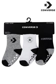 Black - Converse Star Gripper Socks 3 Pk (Q66873) | kr180