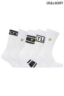 Lyle & Scott Montrose Sports White Socks 5 Pack (Q66885) | LEI 149