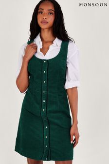 Monsoon Green Jumbo Cord Pinafore Dress (Q66925) | $165