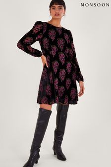 Monsoon Ruby Paisley Velvet Black Dress (Q66940) | €57