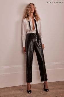 Mint Velvet Black Faux Leather Trousers (Q66947) | €65